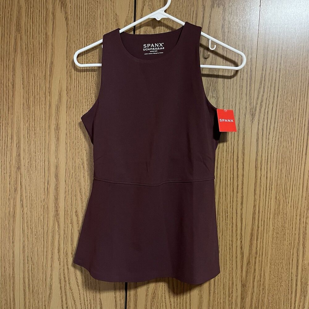 NWT Spanx 2 In 1 Peplum Mock Neck Tank Top Women’s Small